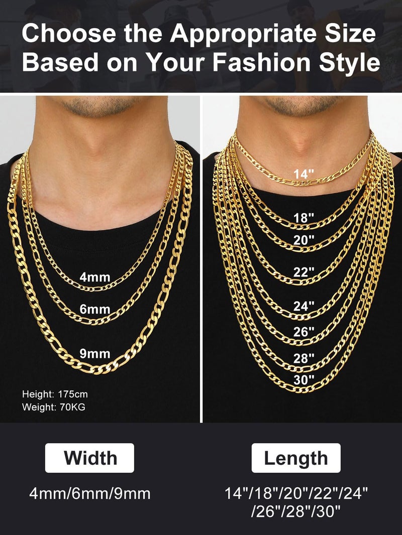 Suplight Figaro Chain for Men Women 6mm 22inch Stainless Steel Figaro Necklace Black Chains for Men Hip Hop Jewelry, Send Gift Box - Image 5